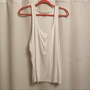 Aerie White Button Up Tank Top Size Extra Large (XL)